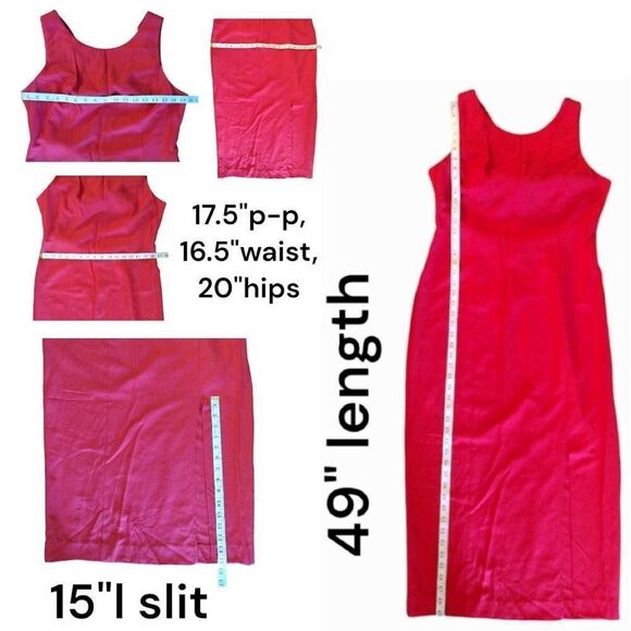 Vintage Red Sleeveless Open Back Midi Shift Dress Size 13/14 *fits like Large - Picture 13 of 14